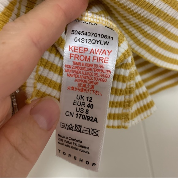 Topshop | Yellow & White Striped Crop Top - Picture 7 of 8